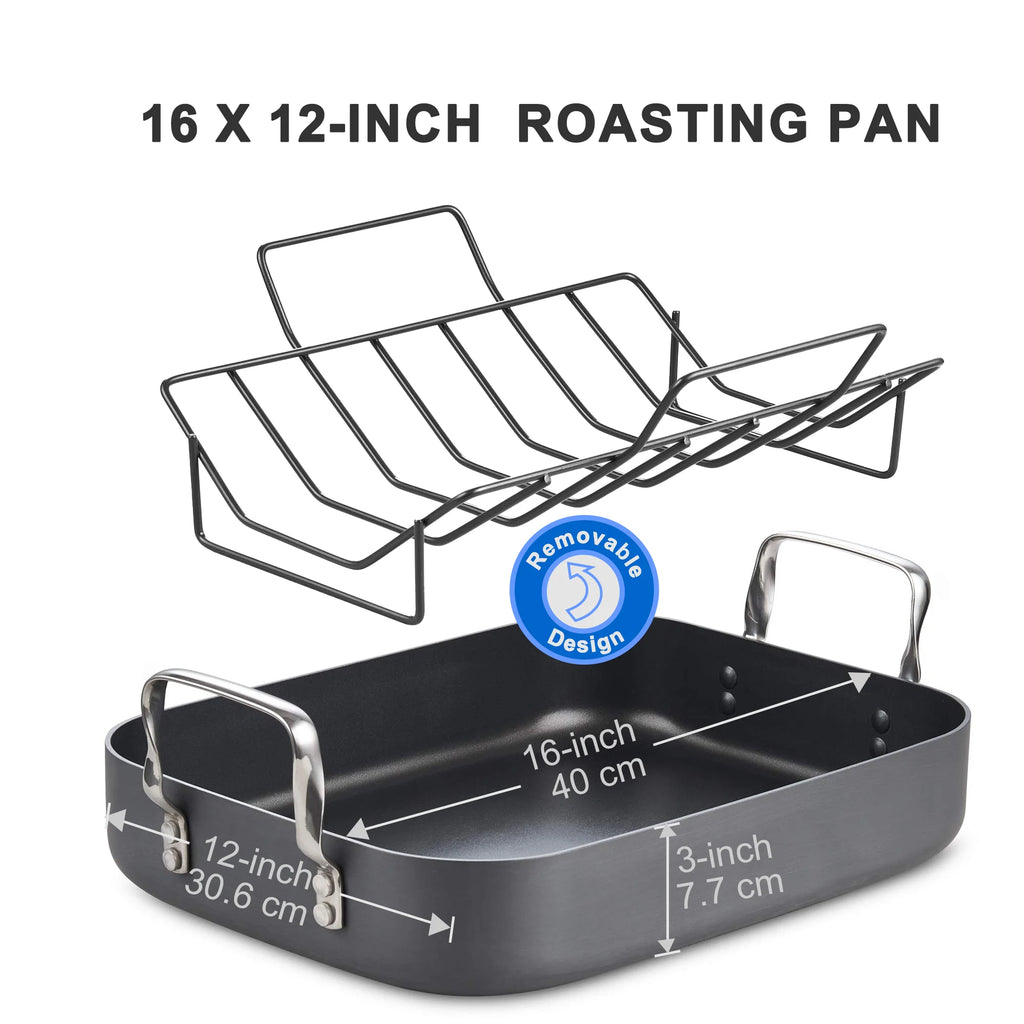 Hard Anodized Nonstick Roasting Pan with Rack D7180