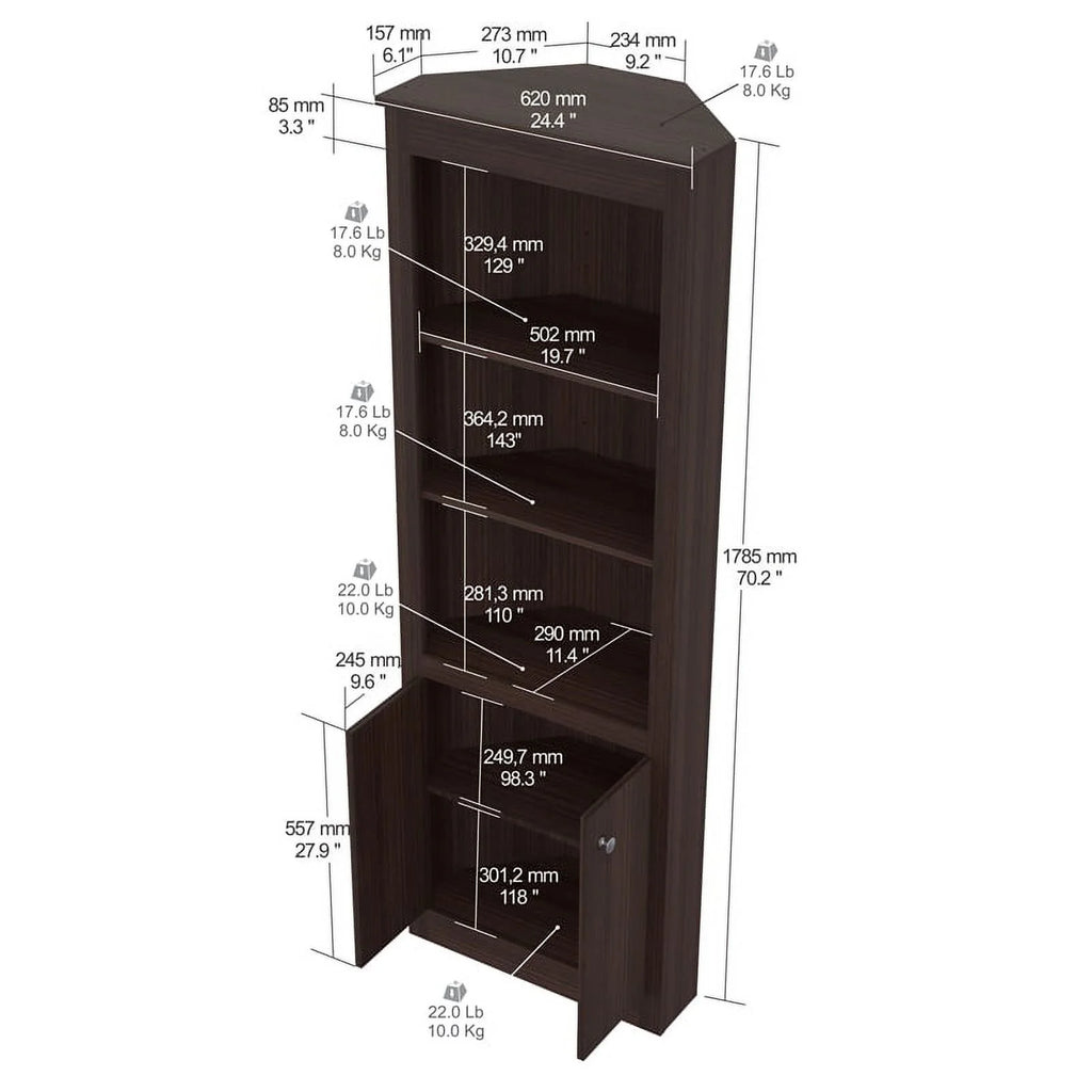 L-Shaped Computer Desk & Corner Bookcase W542
