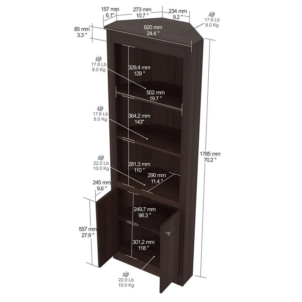 L-Shaped Computer Desk & Corner Bookcase W542