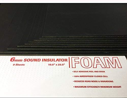1/4 Sound Dampening Insulator 100% Waterproof Closed Cell Foam Automotive Sound Deadener 9 Large Sheets N88426