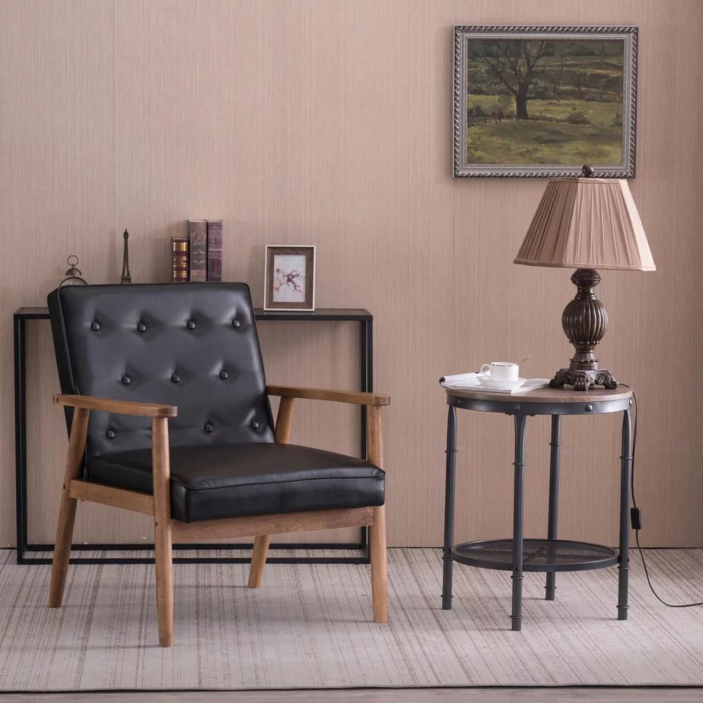 2Pcs Black Fabric Upholstered Accent Chair V51694