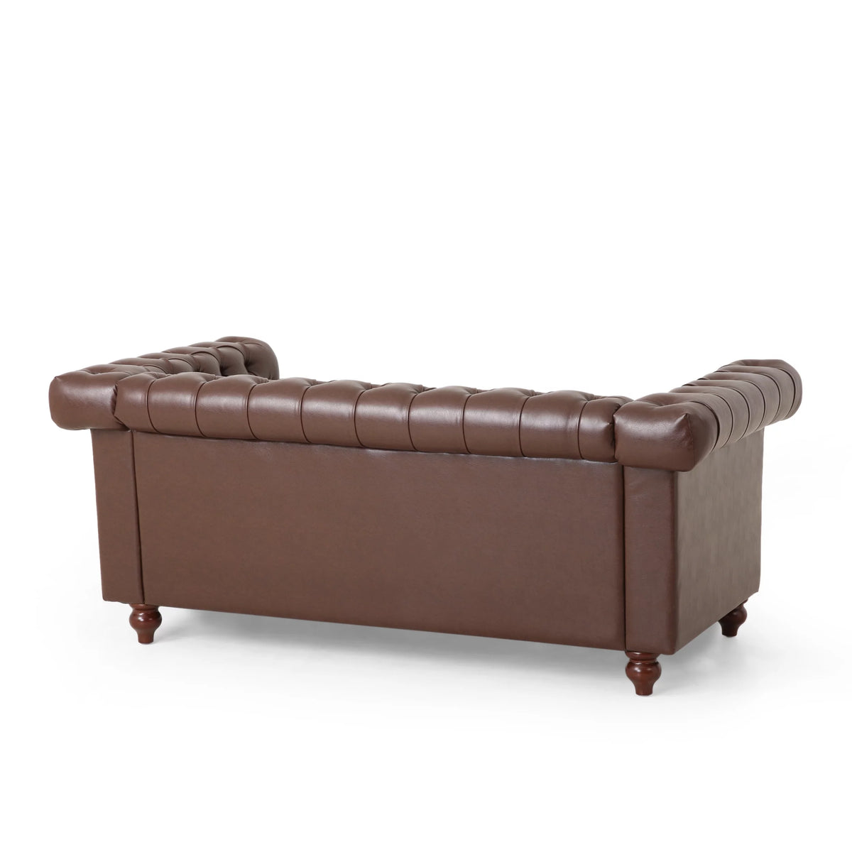Dark Brown Faux Leather Loveseat E44769