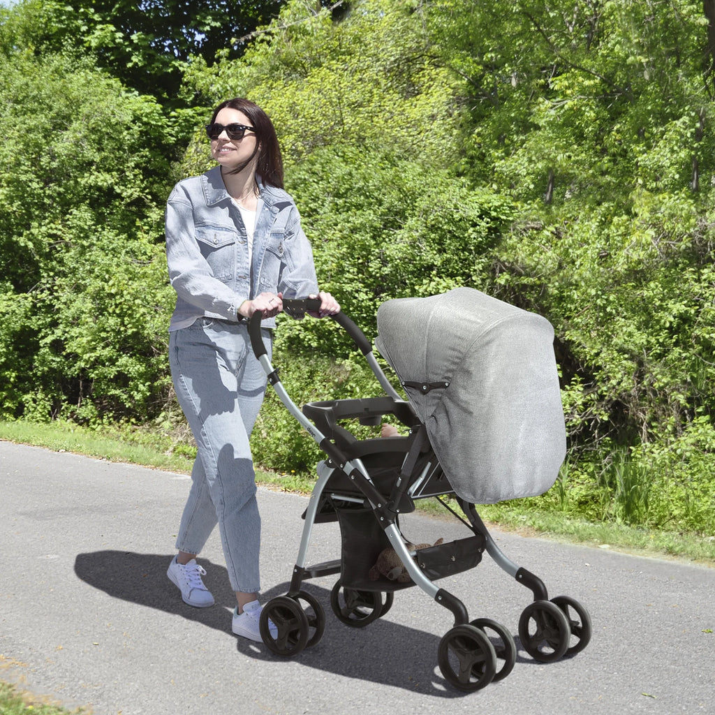 Grey Tweed Reversible Handle Stroller D581