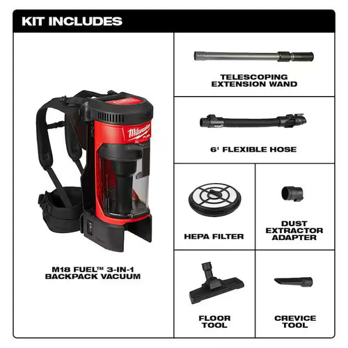 18-Volt Lithium-Ion Brushless Cordless 3-in-1 Backpack Vacuum with 8.0 Ah Battery and Rapid Charger Y620