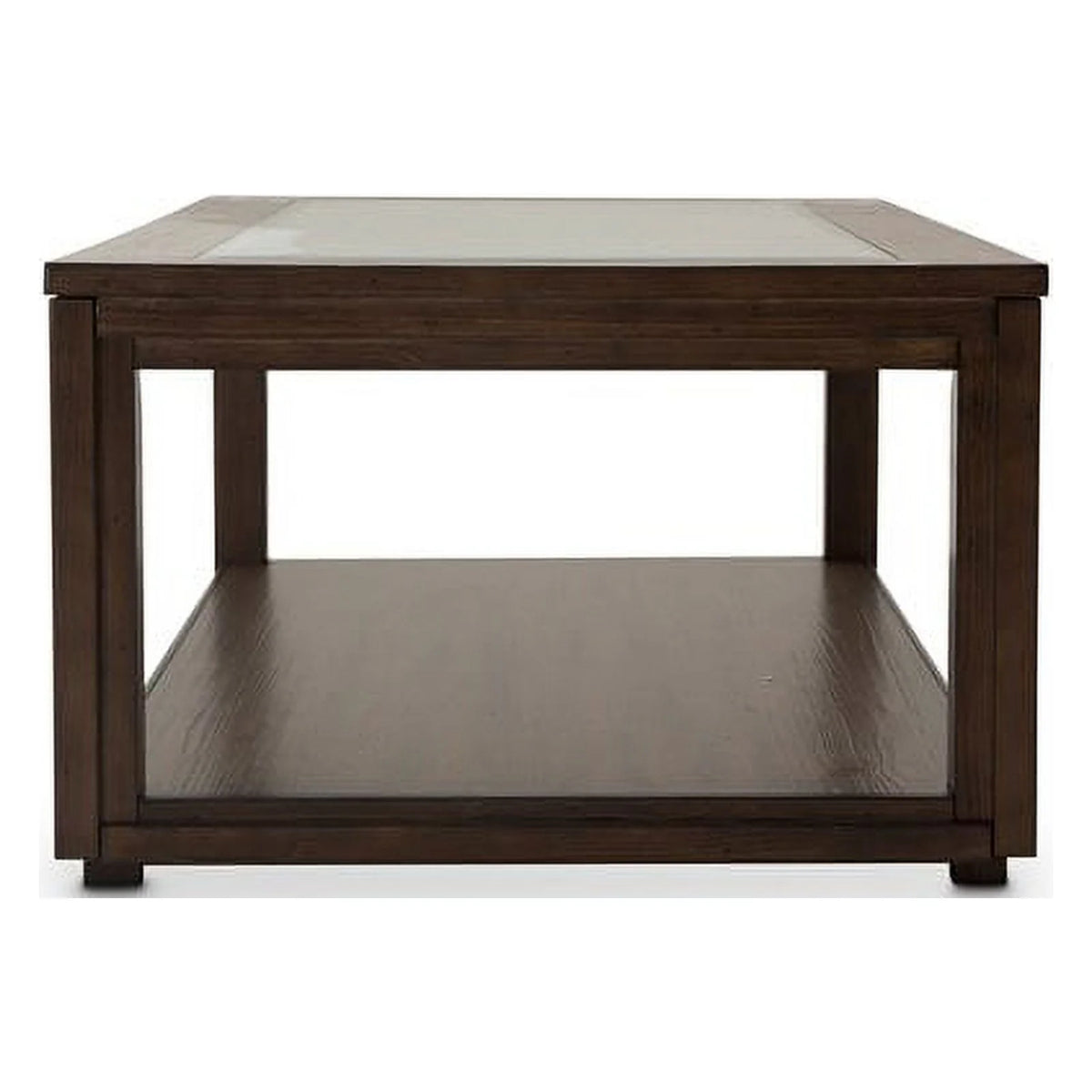 Rectangular Wood & Glass Coffee Table in Rustic Brown Q625