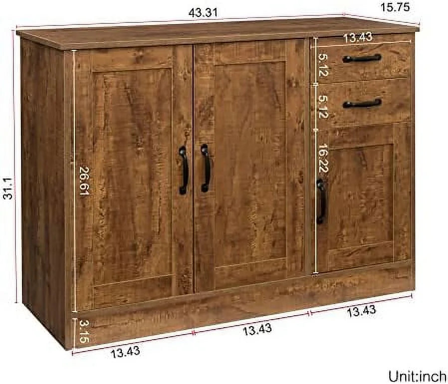 Mid-Century Coffee Cabinet Sideboard Buffet Accent Console Table Oak J184