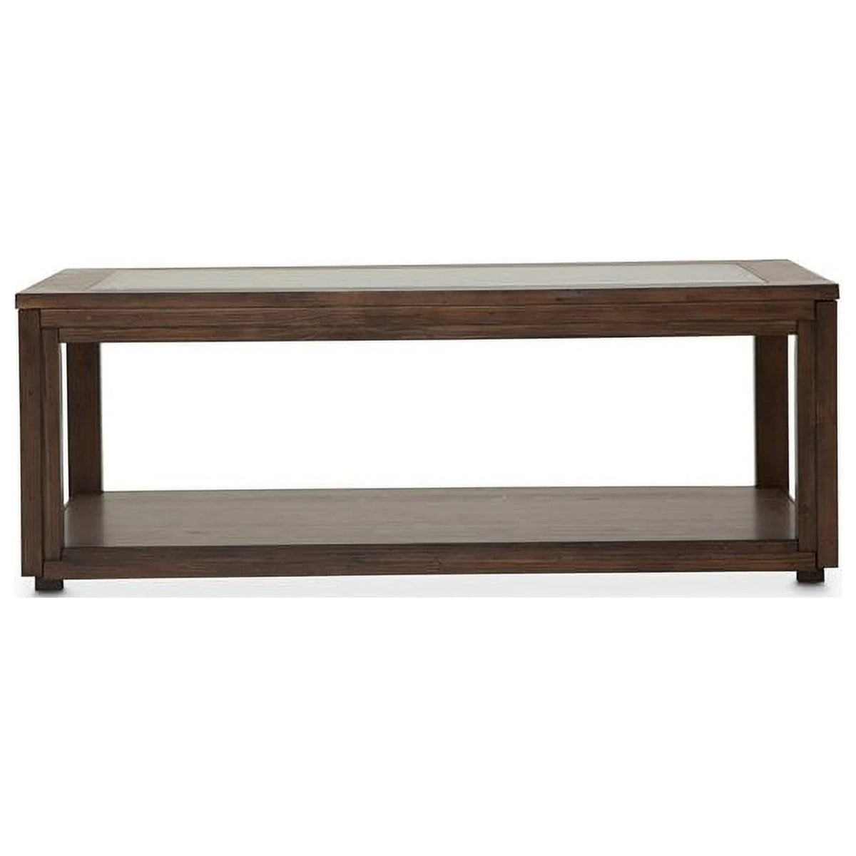 Rectangular Wood & Glass Coffee Table in Rustic Brown Q625