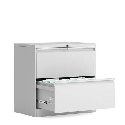 White 2 Drawer Folding Lateral File Cabinet G4771