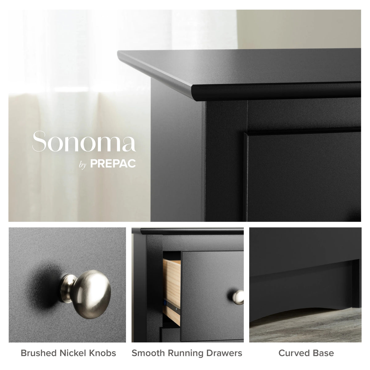 Black 5 Drawer Chest T730