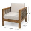Acacia Wood Club Chair with Wicker Accents, Set of 2 U665