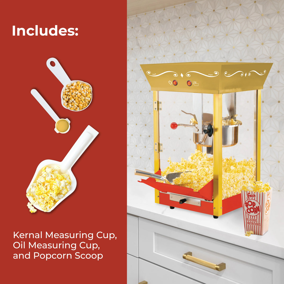 Red & Gold 8-Ounce Popcorn Cart M6384