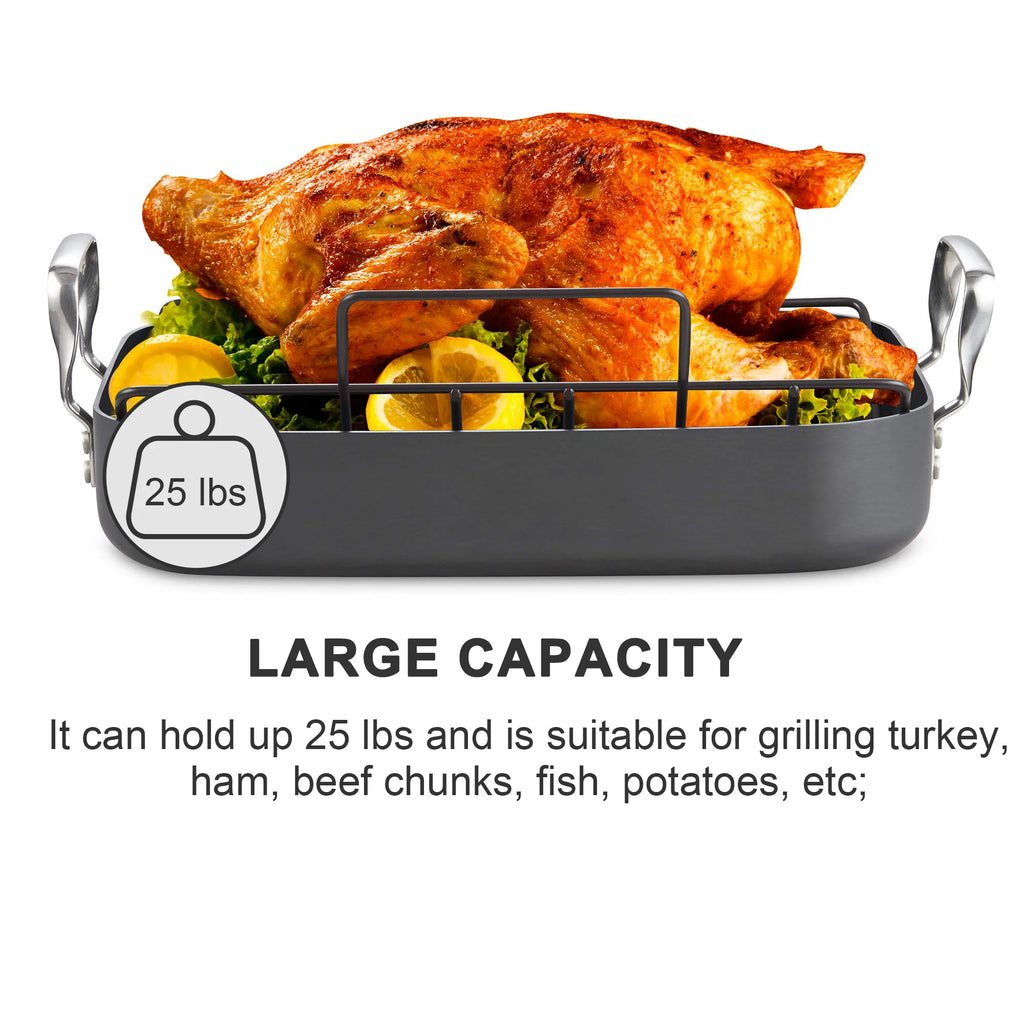 Hard Anodized Nonstick Roasting Pan with Rack D7180