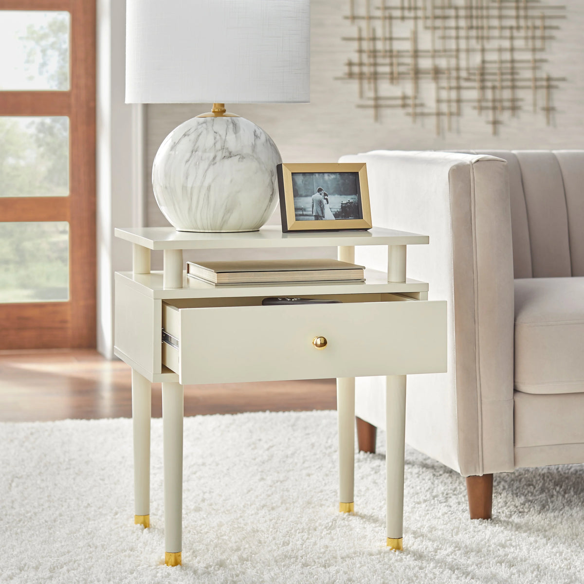One Drawer Side Table Walnut Stained F2561