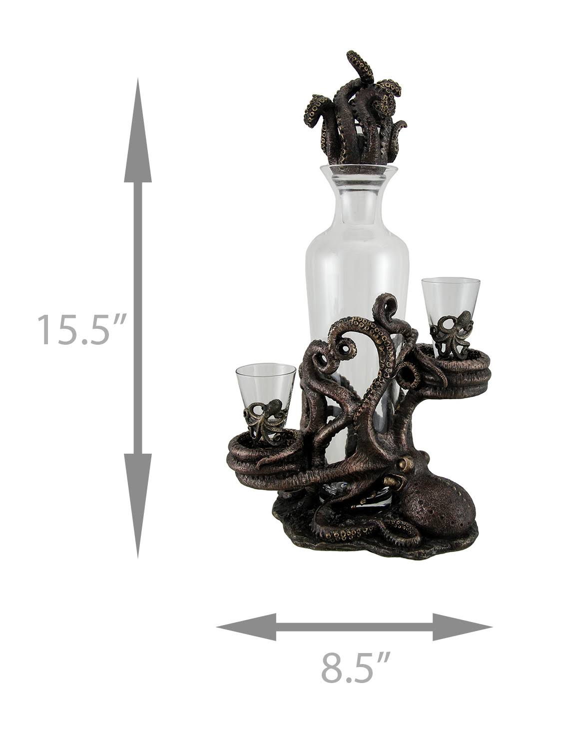 Antique Bronze Finish Statue and Glass Decanter Set H73923
