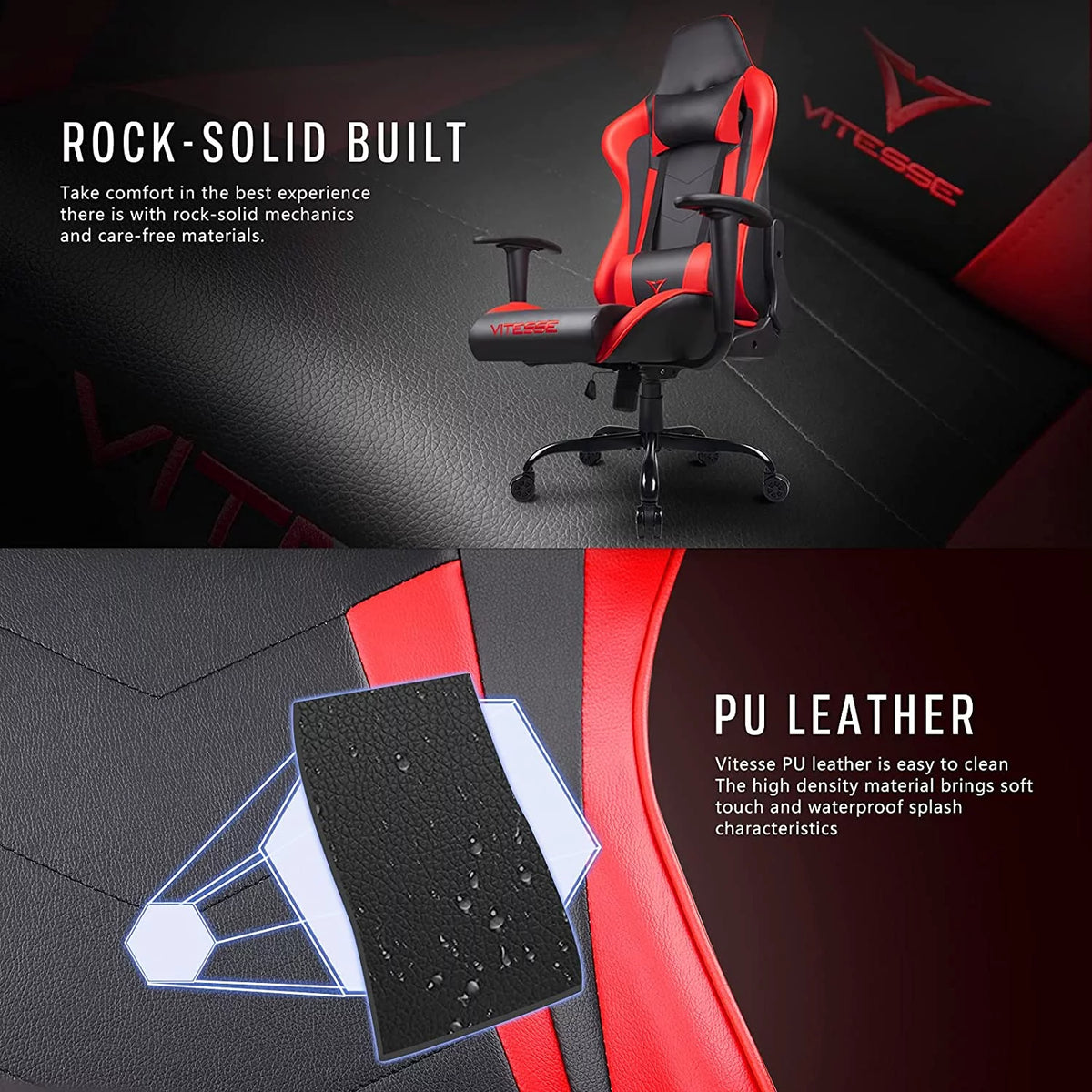 Gaming Chair with Lumbar Support and Headrest U9436
