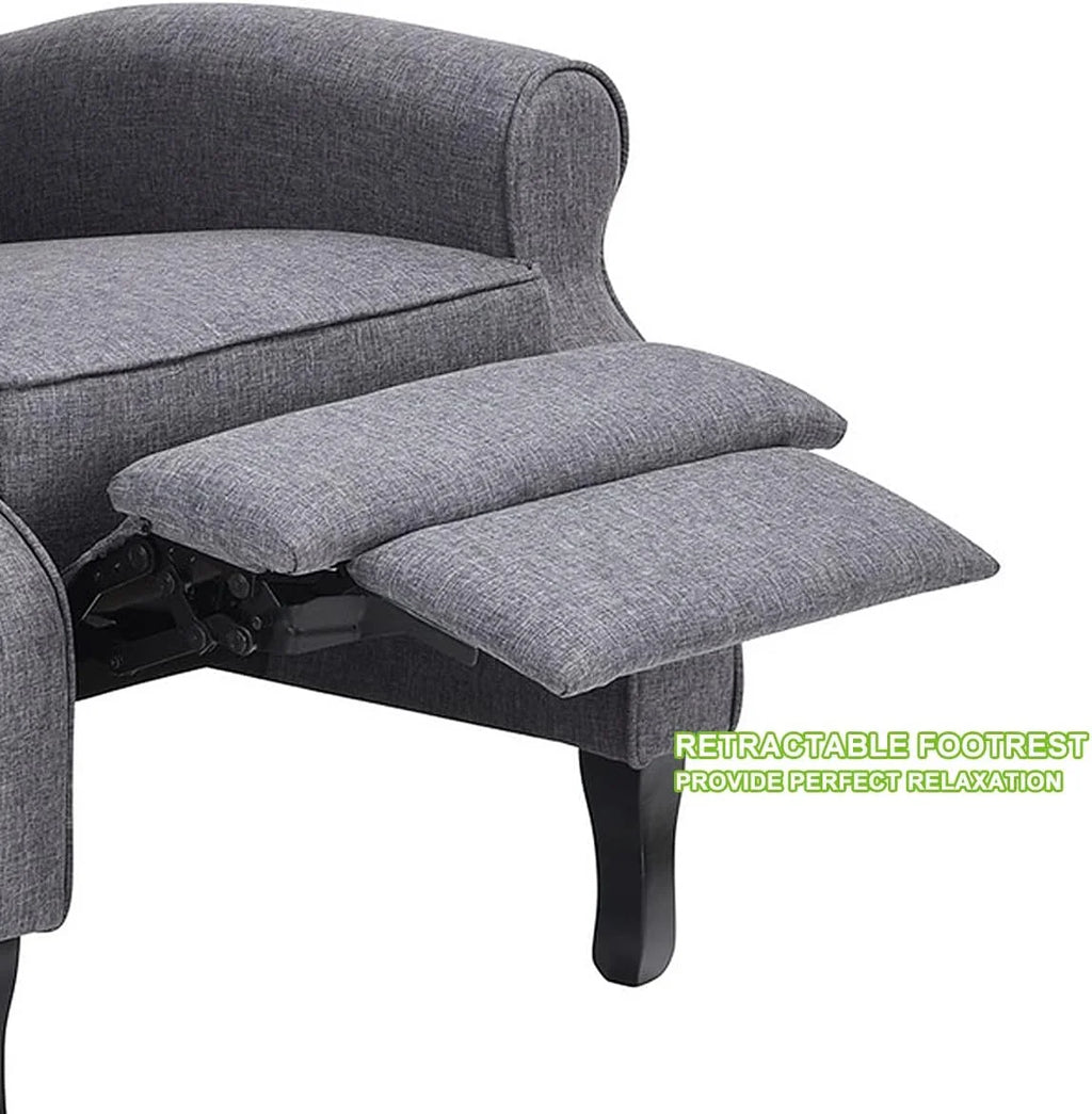 Gray Fabric Manual Push Back Recliner Sofa H2444