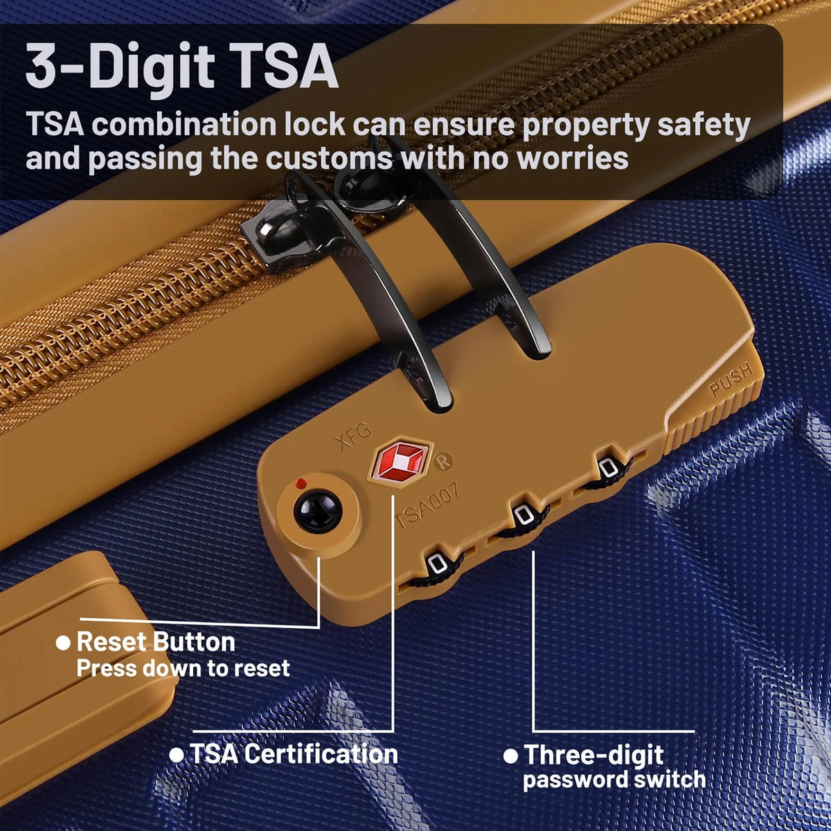 3 Piece ABS Hardshell Lightweight Luggage Set with TSA Lock M88877