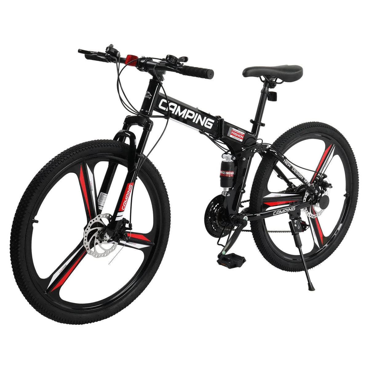 26 inch 21 Speeds Folding Mountain Bike High Carbon Steel Red H53271