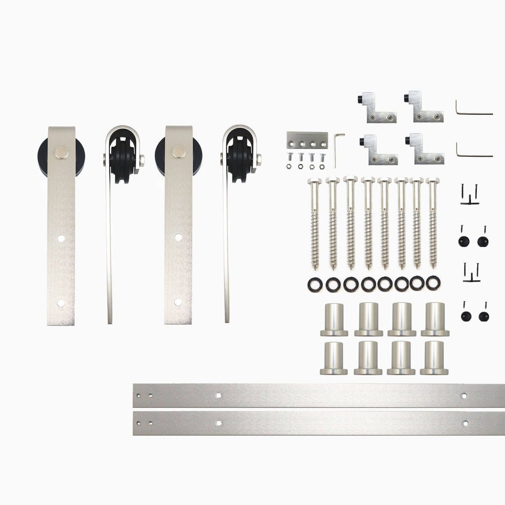 Brushed Nickel 10 ft. Sliding Barn Door Track and Hardware Kit H8529