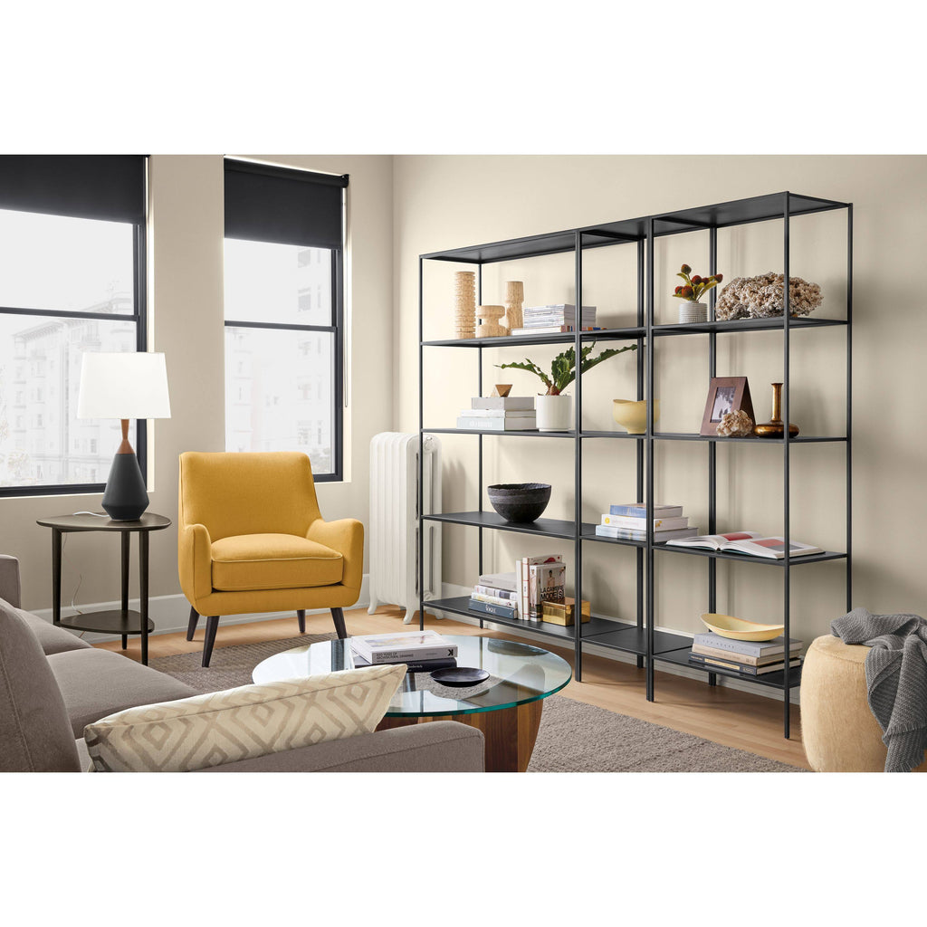 Modern Slim Bookcase Recycled Natural Steel Black M505