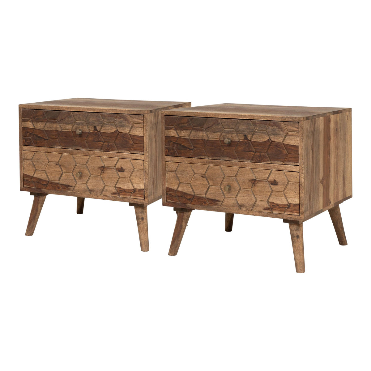 Natural Oak Nightstands Set of 2 U617163
