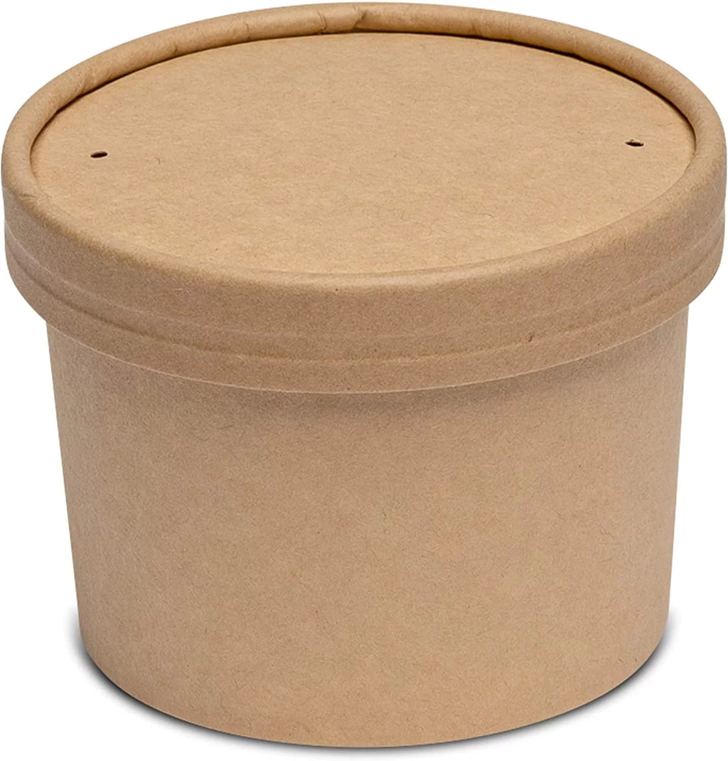 8 Oz Kraft Disposable Food Containers with Lids, 50-Pack M757