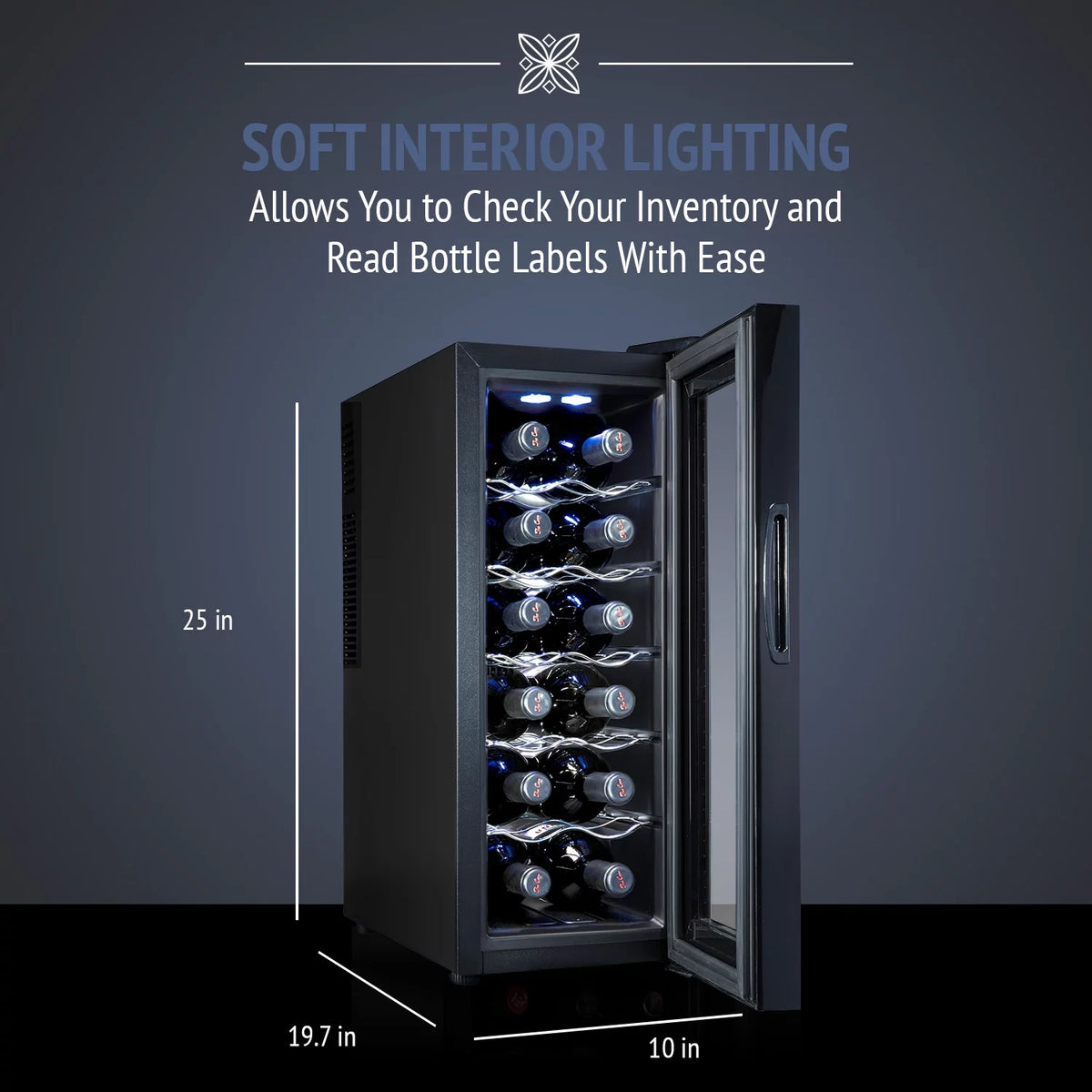 12 Bottle Thermoelectric Freestanding Wine Cooler Black P55241