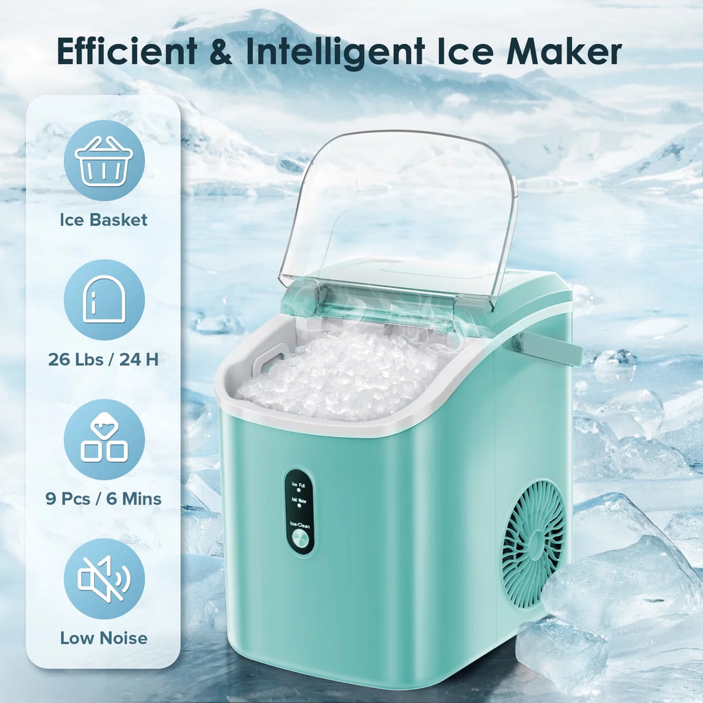Nugget Ice Maker Countertop 33lbs/24H Self-Cleaning Portable Ice Machine Gray Q280