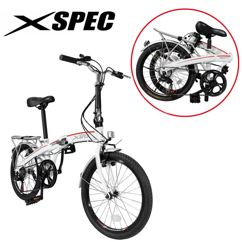 White 7 Speed Folding Compact Bike V8122