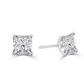 Prong Set Stud Earrings with Artificial Princess Cut Diamond in Sterling Silver O90246