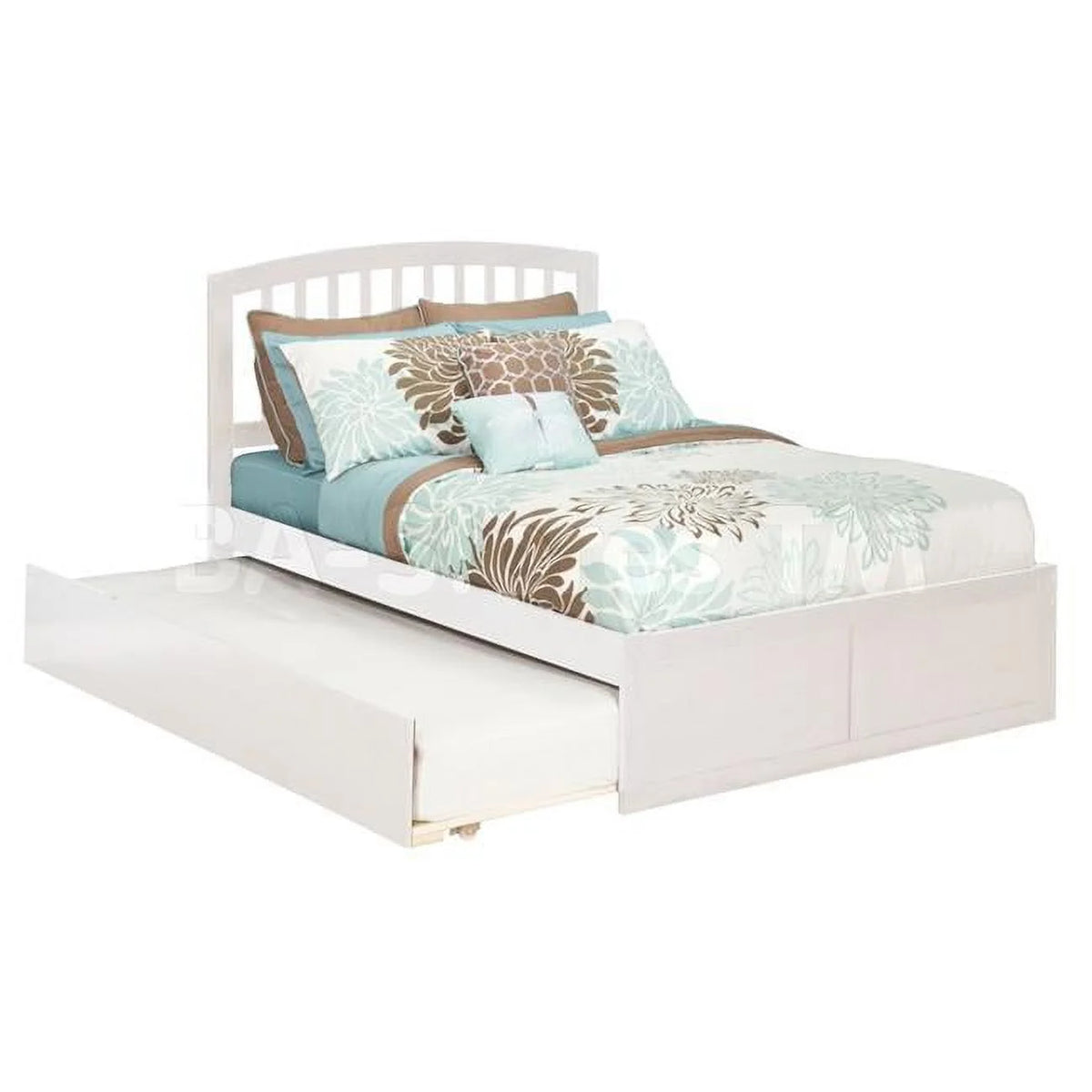 White Twin Size Bed with Trundle R876003