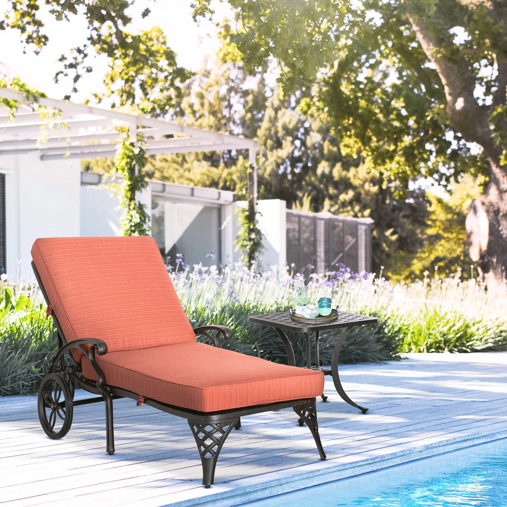 Adjustable Outdoor Chaise Lounge Chair and Side Table Set A19991