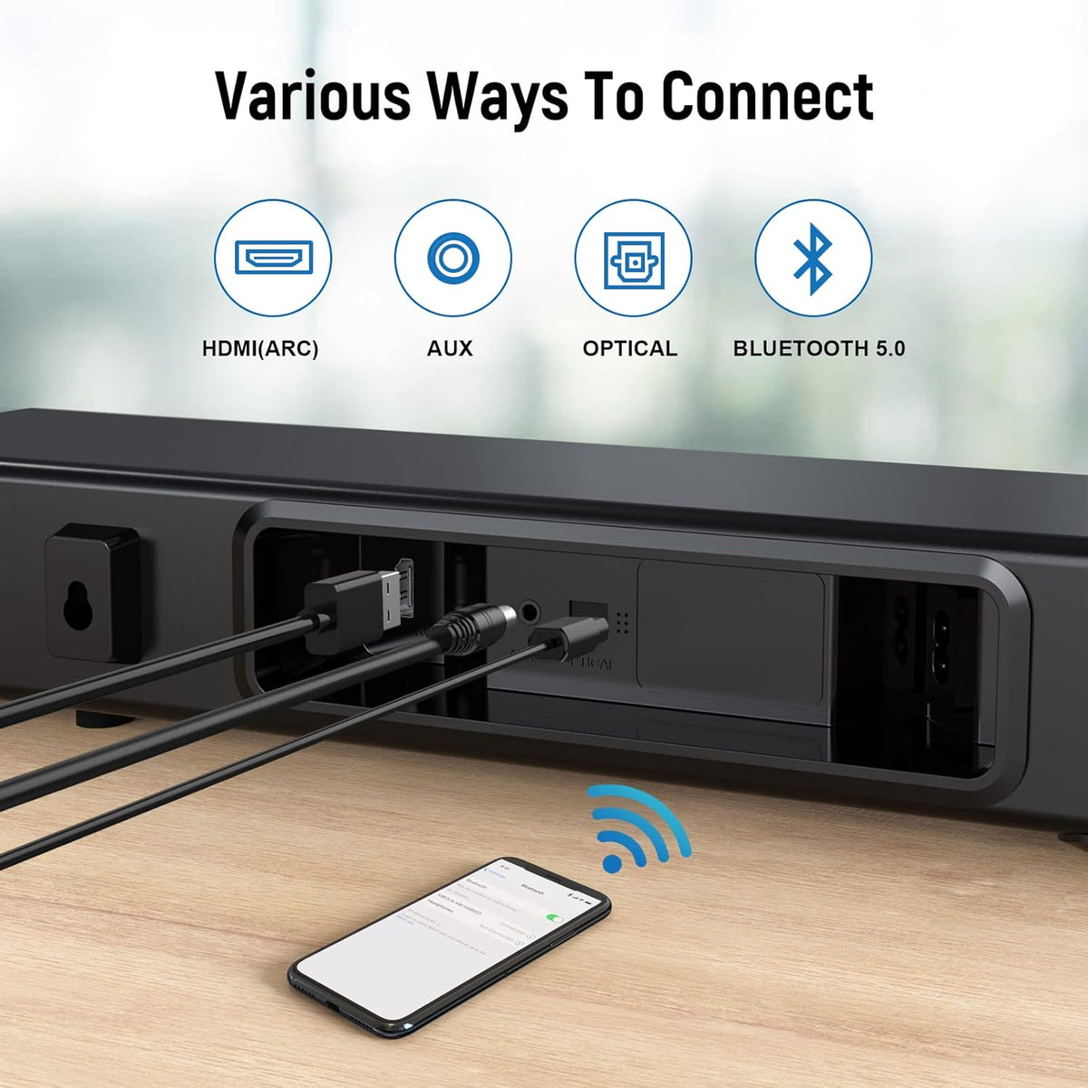 Black 2.1CH Sound Bar with Dual Subwoofers P6776