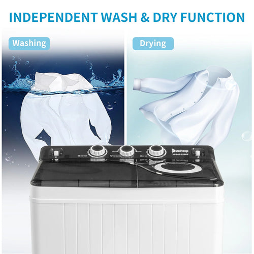 26Lbs Semi-automatic Twin Tub Washing Machine with Built-in Drain Pump B855