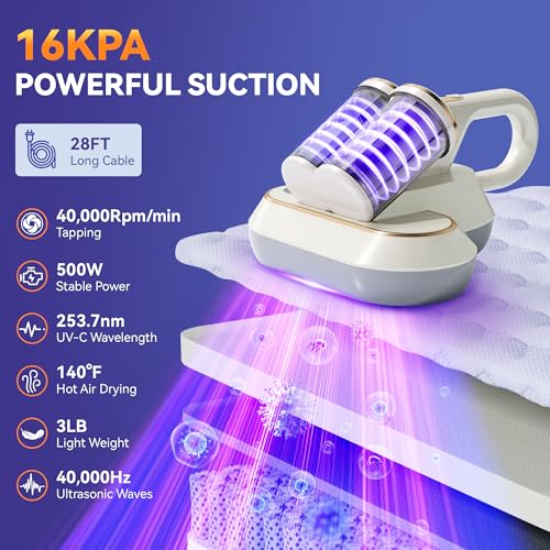 16Kpa Corded Handheld Mattress Vacuum Cleaner with 0.7L Double Cup Q931688