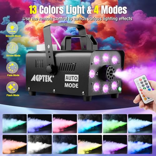 Fog Machine with 13 Colorful LED Lights and Wireless Remote Controls L5629