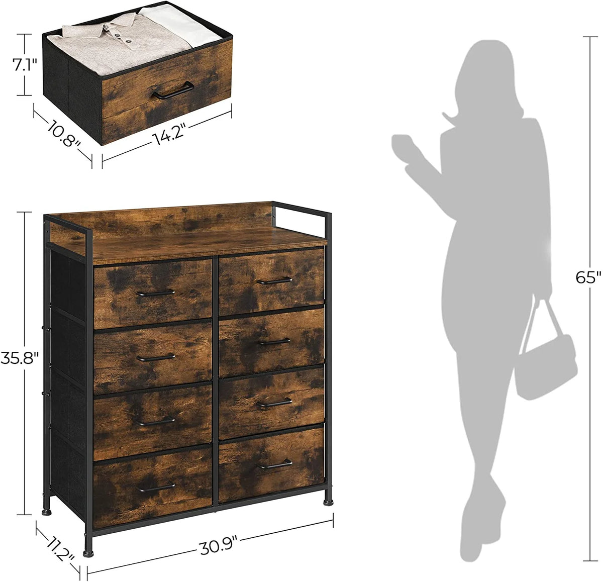 8 Fabric Storage Drawer Dresser with Metal Frame V58011