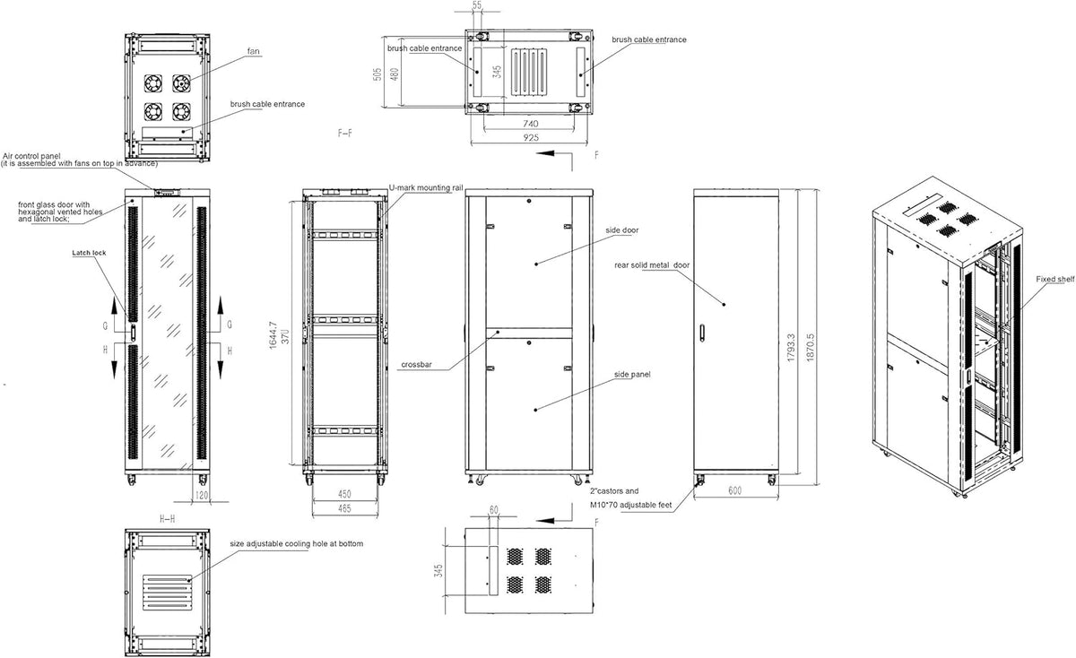 39 Inch Deep Server Cabinet on Wheels with 4 X Fans P592