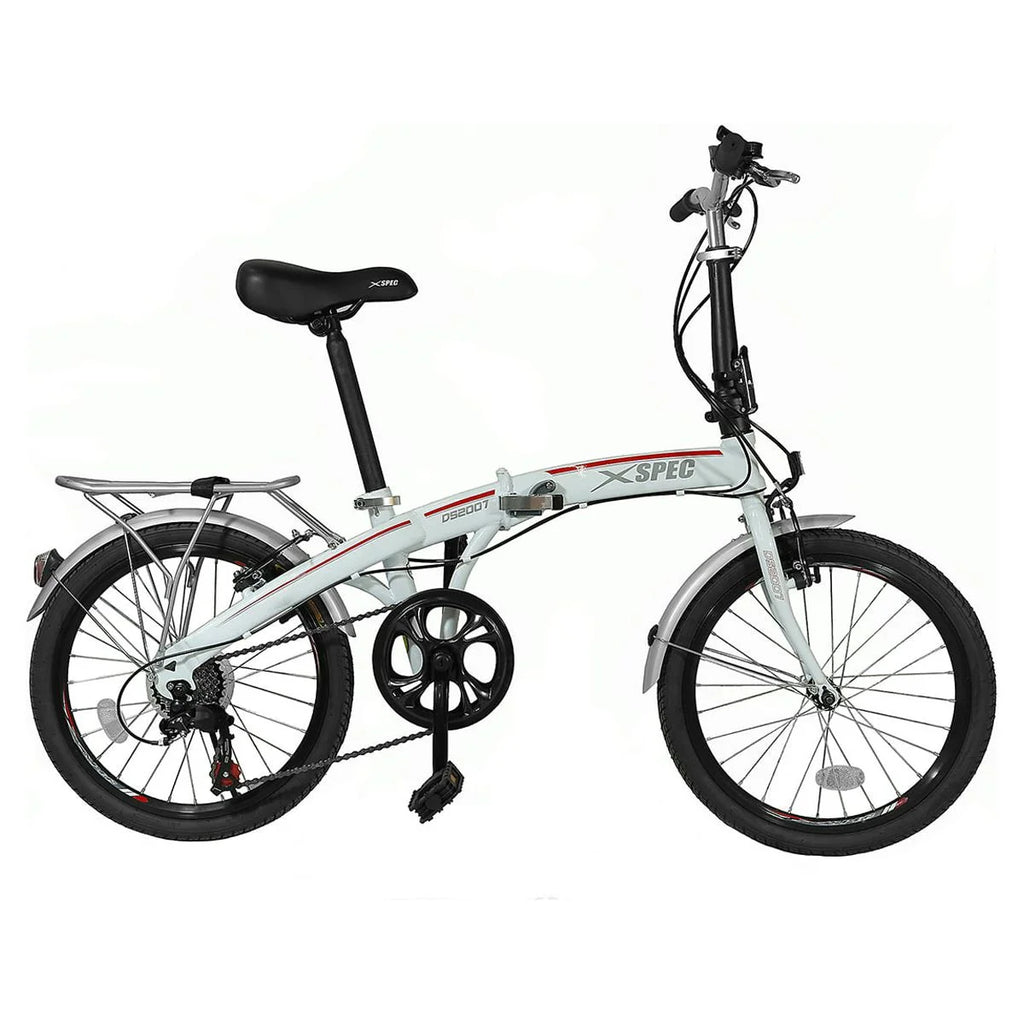White 7 Speed Folding Compact Bike V8122