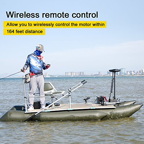White 12V 55LBS 54inch Bow Mount Trolling Motor with Remote Control R101