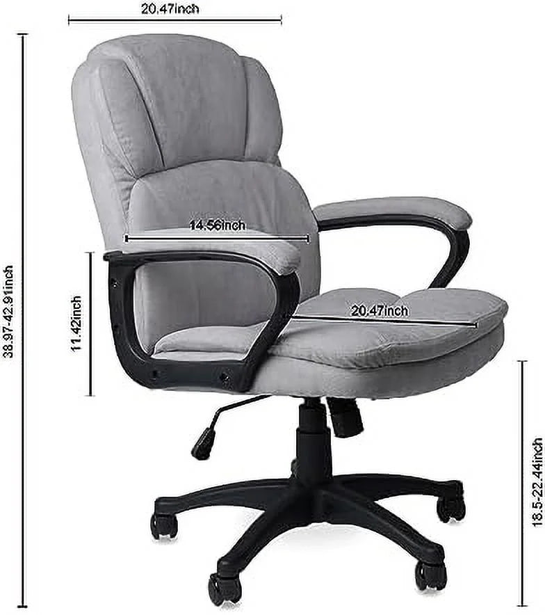 Ergonomic Upholstered Swivel Office Chair with Headrest and Armrest L6128