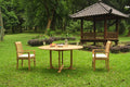 Grade-A Teak 3 Pc Dining Set with 60" Round Table and 2 Stacking Arm Chairs E341737