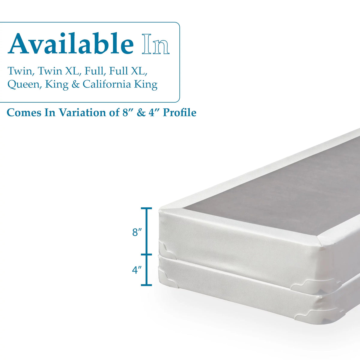 8" Split Wood Box Spring, King, White N786409