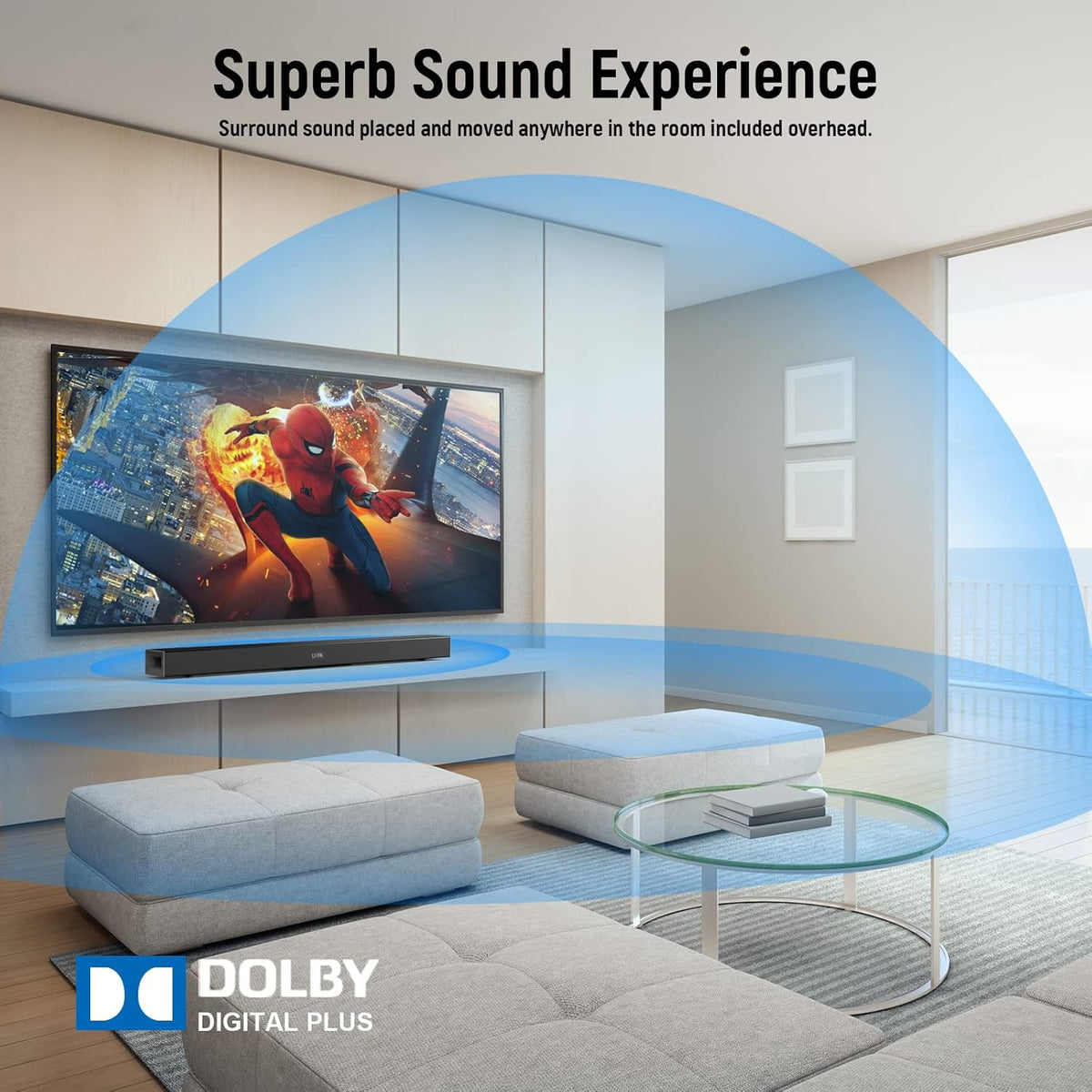 Black 2.1CH Sound Bar with Dual Subwoofers P6776