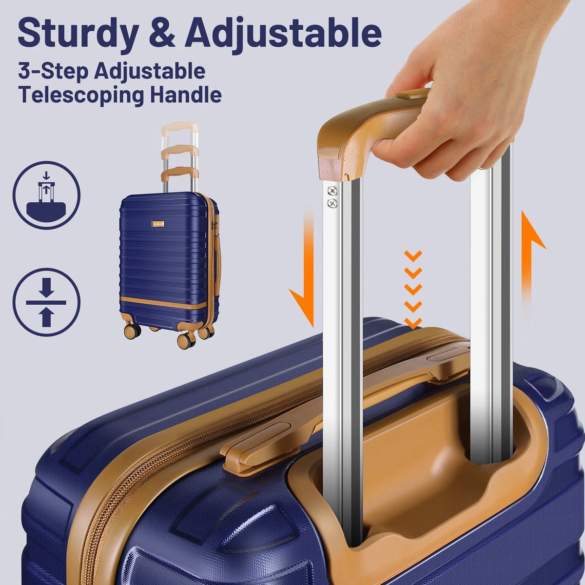 3 Piece ABS Hardshell Lightweight Luggage Set with TSA Lock M88877