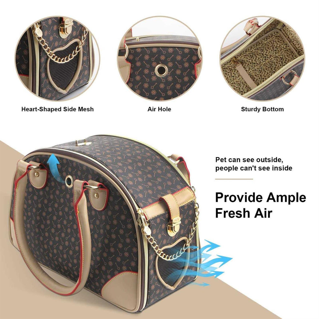 Fashion Pu Leather Dog Carrier Handbag Purse Cat Tote Bag N6750