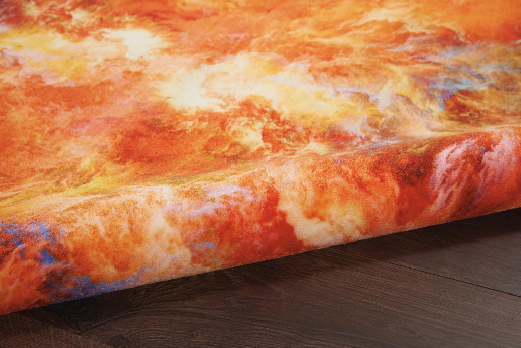 Abstract Red Flame Area Rug J12668