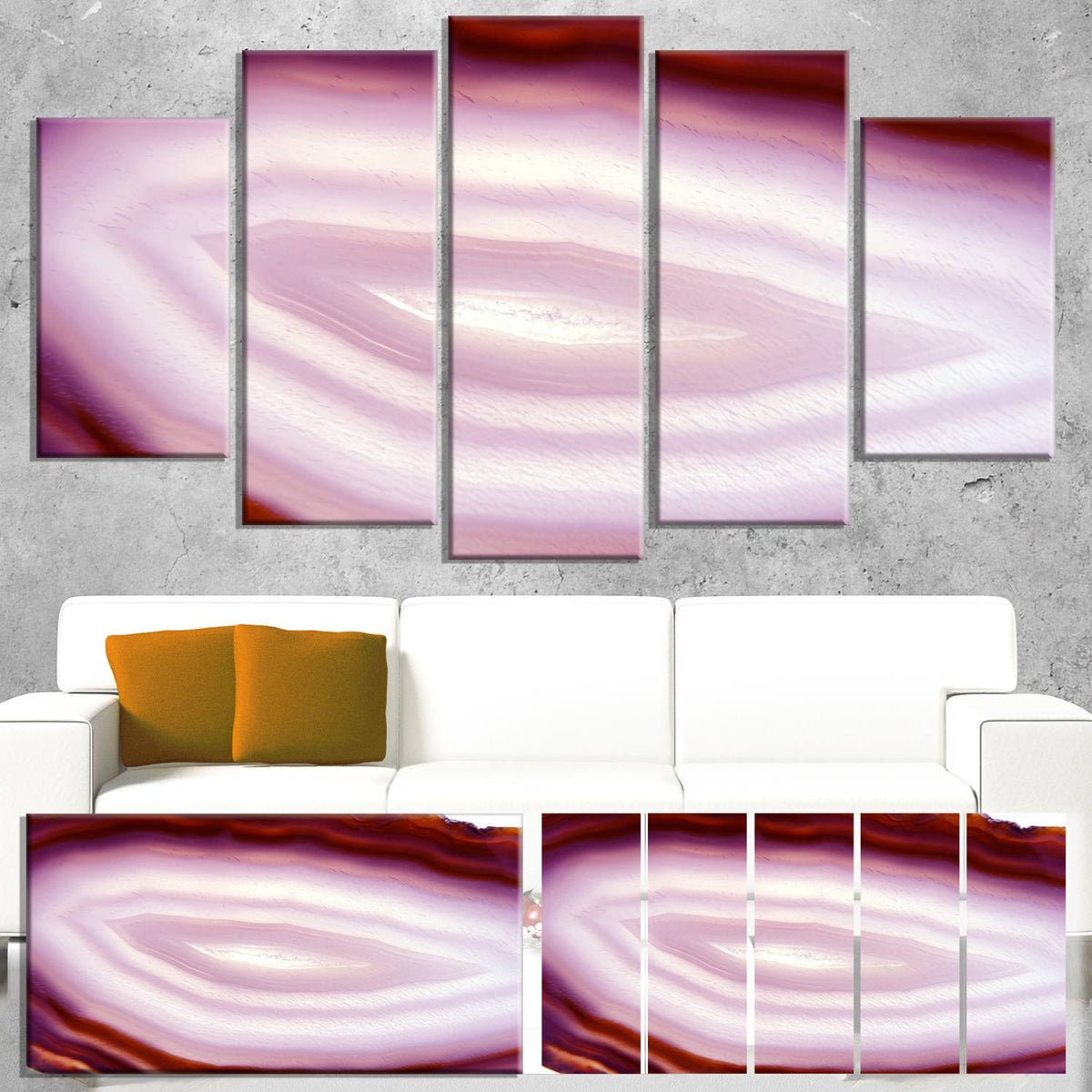 Pink Agate Geode Geological Crystals Canvas Artwork K826