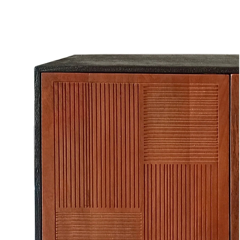 64 Inch Walnut Brown Mango Wood Bar Cabinet with Inner Shelves M51770