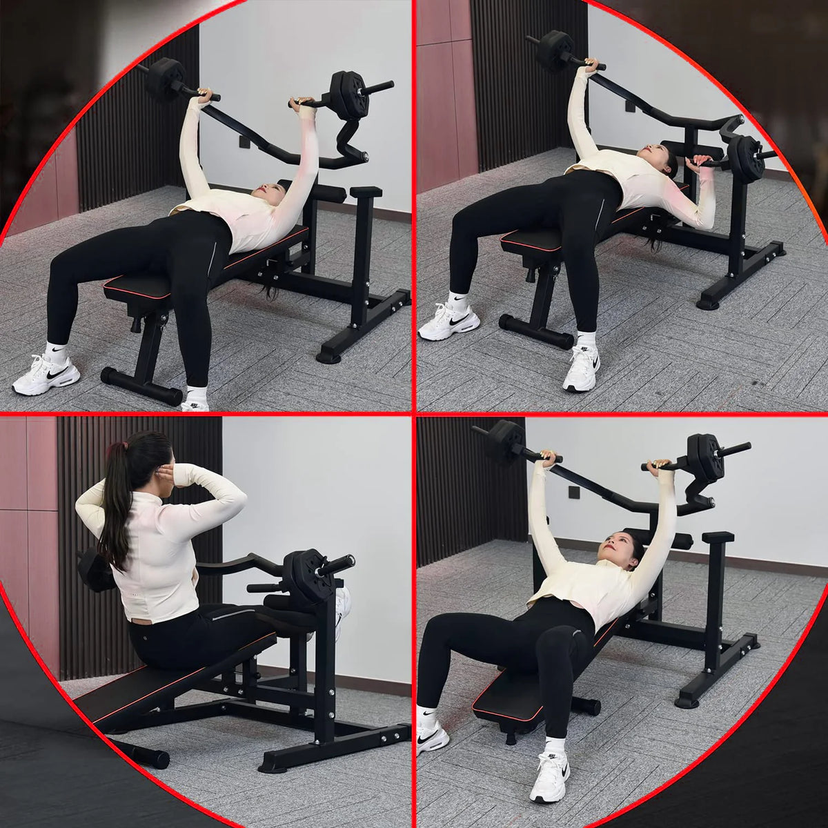 Adjustable Flat Incline Bench Press with Dumbbell Rack M446989